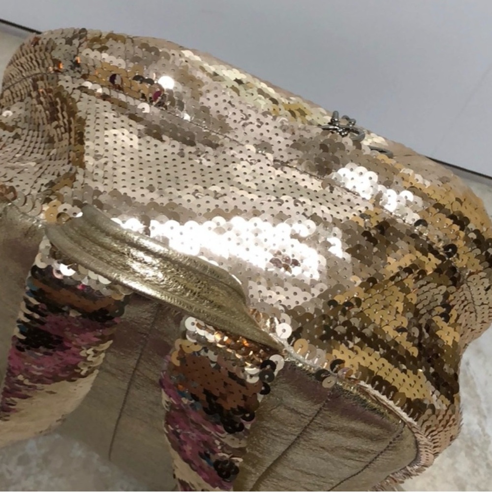 Coach Poppy Gold Sequin Backpack - Picture 5 of 8